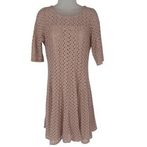 Rabbit Rabbit Rabbit Designs Pink Crochet Lace Fit‎ & Flare Dress Size M